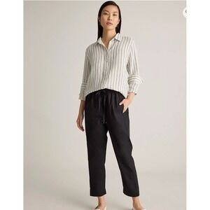 Quince 100% organic cotton poplin Pull-On Pants Womens XS Black Straight Elastic